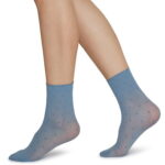 JUDITH dot socks DUSTY BLUE-IVORY 2-pack /one size